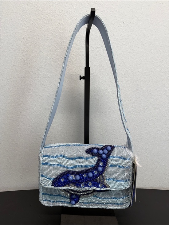 Handcrafted In India Handbags - Handcrafted In India | Beaded Whale / Crab Ocean Motif w/ Matching Bag Charm